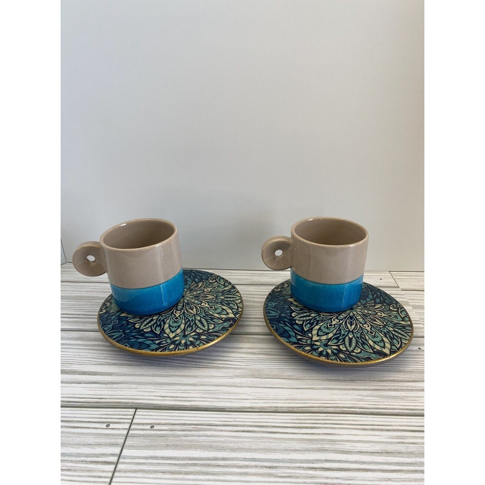 Seyda & Asli Espresso Cup and Saucer. Set of 2.
